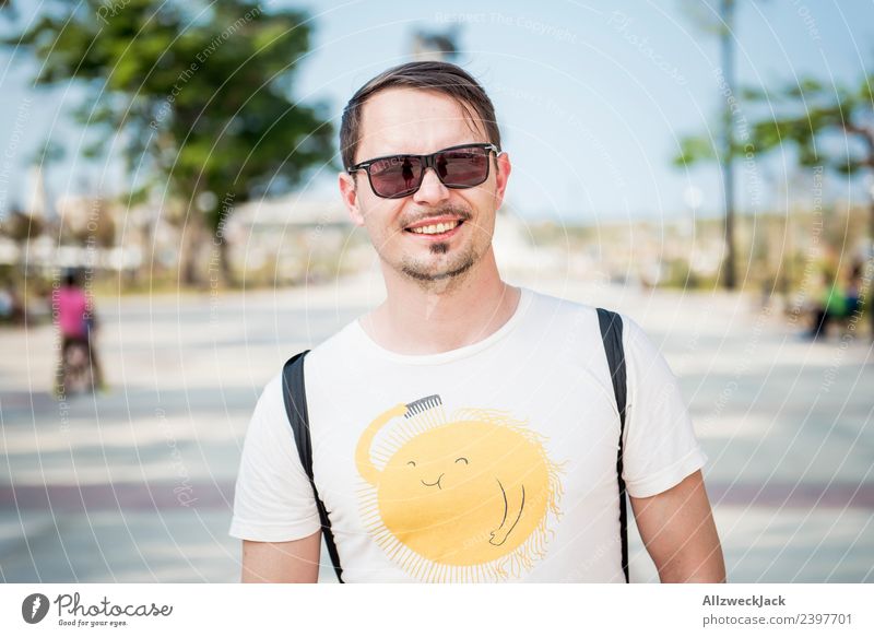 Portrait of a young man with sunglasses Cuba Havana Island Vacation & Travel Travel photography Trip Sightseeing Street Town Blue sky Wanderlust Day Sun Summer