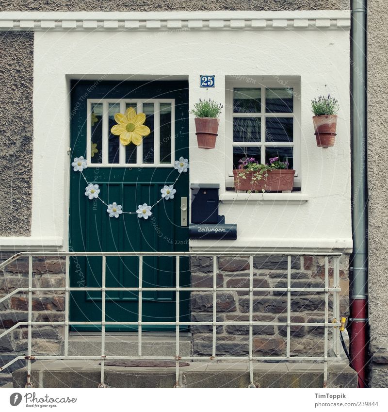 In Wonderland #6 House (Residential Structure) Green Front door Flowerpot Facade Eaves Arrangement Orderliness Petit bourgeois Banister Window Home country