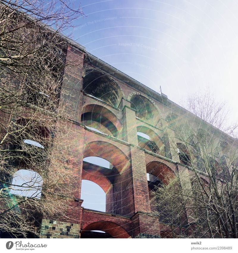 26 million stones Cloudless sky Spring Tree Twigs and branches Göltzschtal Bridge Vogtlandkreis Germany Saxony Manmade structures Tourist Attraction Landmark