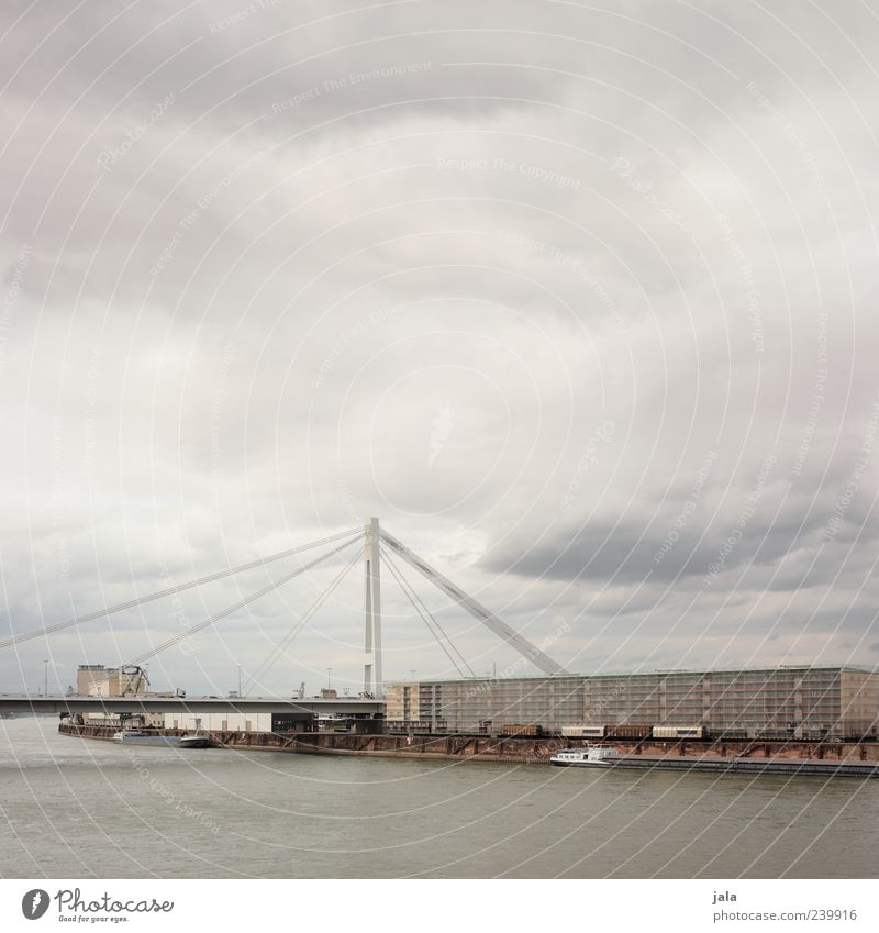 rhine bridge Sky Cloudless sky Bad weather River Rhine Town House (Residential Structure) Industrial plant Factory Bridge Manmade structures Building