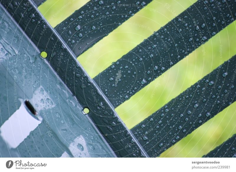 Arch Stanton's rainy garden furniture Garden chair Water Drops of water Weather Rain Plastic Line Stripe Fluid Wet Moody Variable Colour photo Exterior shot