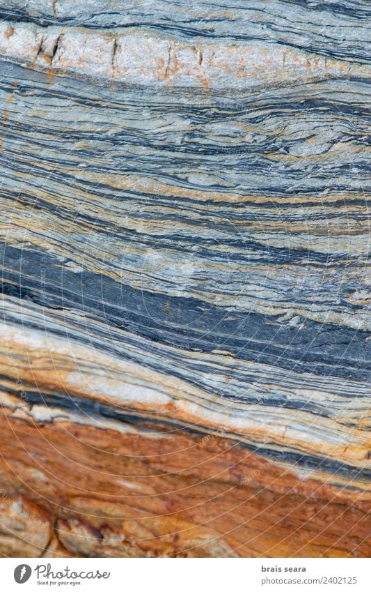 Sedimentary rocks texture Vacation & Travel Tourism Beach Ocean Science & Research Geology Art Environment Nature Earth Coast Stone Old Natural Blue Orange