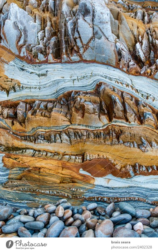 Sedimentary rocks texture Beach Ocean Wallpaper Science & Research Environment Nature Earth Rock Coast Natural Blue Yellow Design Colour Art Spain Europe