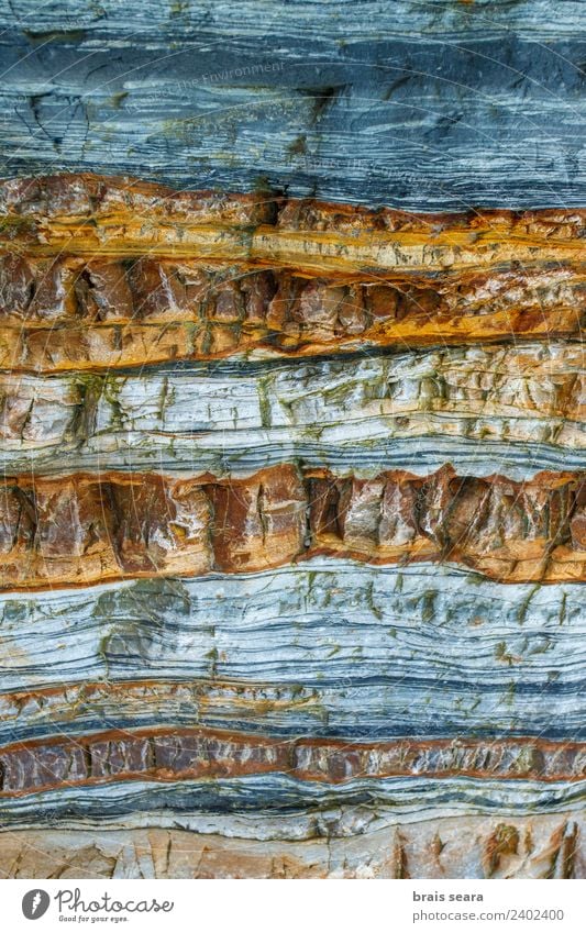 Sedimentary rocks texture Beach Ocean Wallpaper Education Science & Research Geology Profession Geologist Environment Nature Earth Rock Coast Stone Blue Yellow