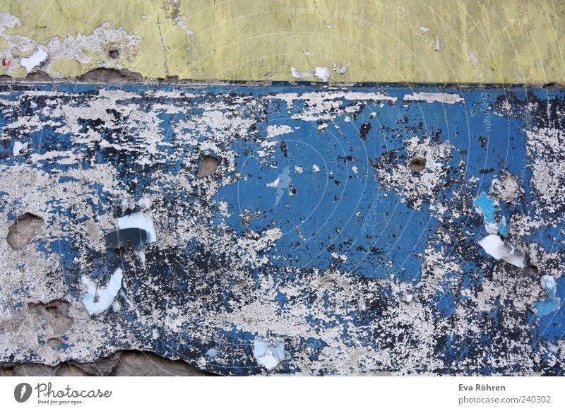 wall Construction site House (Residential Structure) Wall (barrier) Wall (building) Facade Stone Concrete Old Blue Yellow Gray Colour Decline Transience