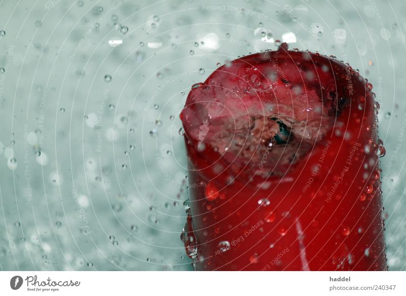 Fire vs. water Candle Water Exceptional Wet Gray Red Silver White Colour photo Interior shot Studio shot Close-up Deserted Copy Space left Artificial light