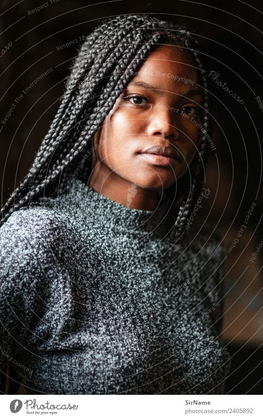 422 [beauty] Style Exotic Beautiful Hair and hairstyles Young woman Youth (Young adults) 18 - 30 years Adults Sweater Black-haired Long-haired Dreadlocks Afro