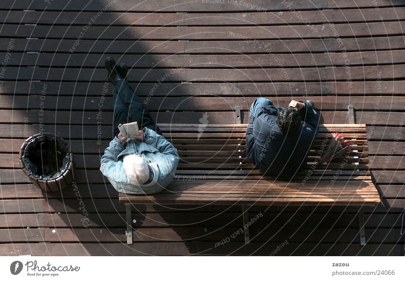 Bank from above Park Man Park bench Senior citizen Cozy Group Bench Above Human being Relaxation