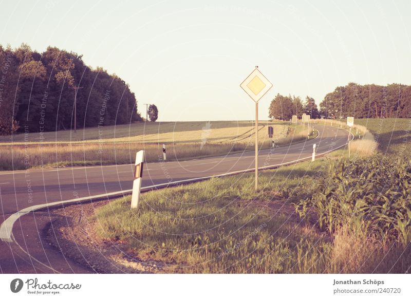 winding road Environment Nature Landscape Sky Cloudless sky Summer Beautiful weather Thuringia To enjoy Vacation & Travel Esthetic Emotions Moody Freedom Street