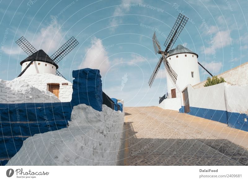 campo de criptana (Spain landscape) Vacation & Travel Tourism Summer Nature Landscape Sky Wind Building Architecture Street Old Authentic Blue Black White