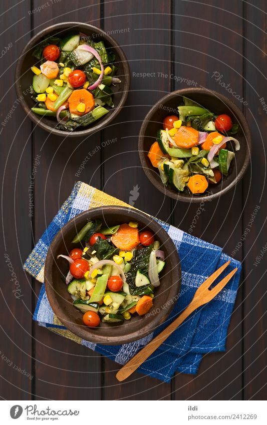 Baked Vegetables Fresh Healthy food Dish Meal Zucchini Tomato corn Beans Broccoli courgette chard Mangold Carrot Onion colorful thyme seasoning Home-made Rustic