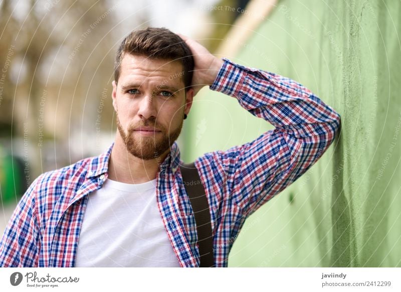 Attractive young man standing in urban background Lifestyle Style Happy Vacation & Travel Human being Masculine Young man Youth (Young adults) Man Adults 1