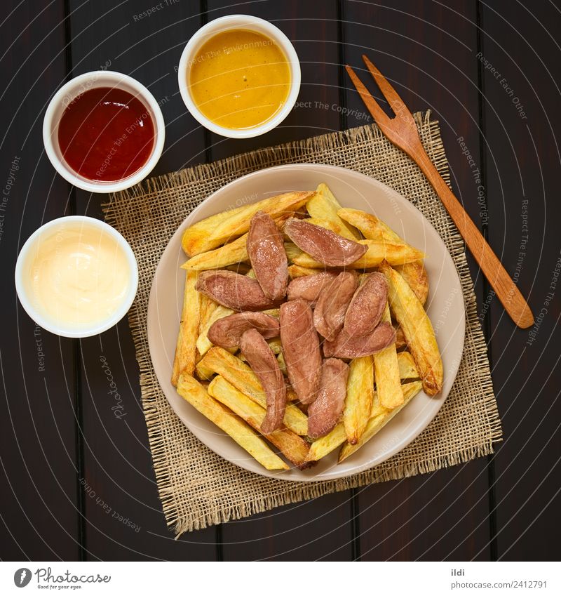 Salchipapas (Fries with Sausage) South American Fast Food Meat Fast food Fresh fast salchipapas French fries frites chips Meal Dish Snack salchicha Latin