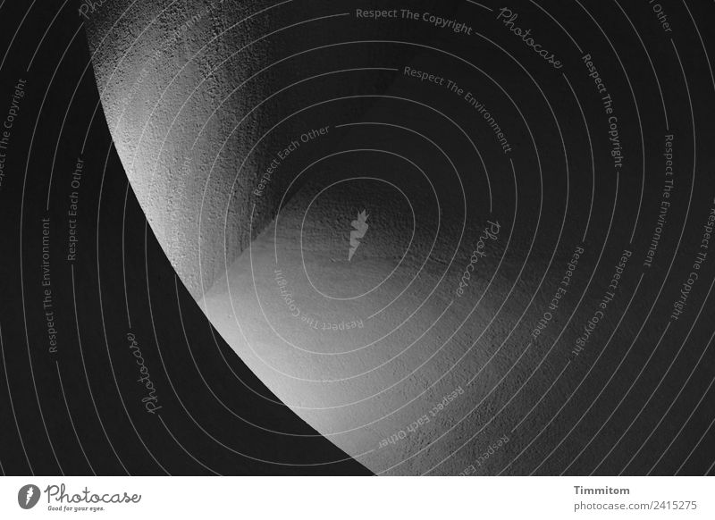 In the room Concrete Esthetic Dark Simple Gray Black White Architecture Room Corner Curve Line Black & white photo Interior shot Deserted Light Shadow