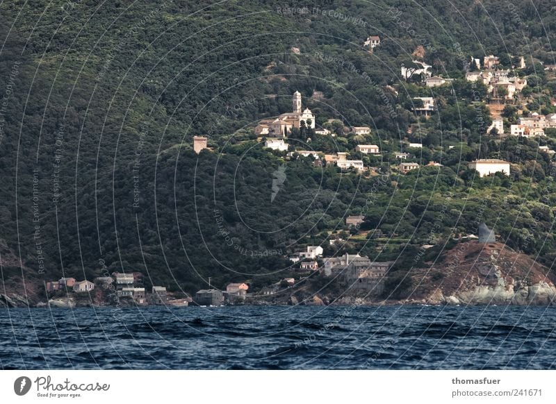 Corsika - West Coast Landscape Beautiful weather Tree Bushes Forest Mountain Waves Ocean Mediterranean sea Island Corsica Village Fishing village Port City Old