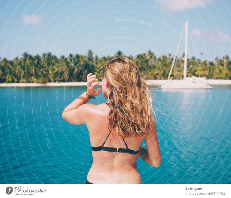 oceanAIR - saltyHAIR Happy Body Hair and hairstyles Vacation & Travel Far-off places Summer Sun Beach Ocean Island Sailing Human being Feminine Young woman