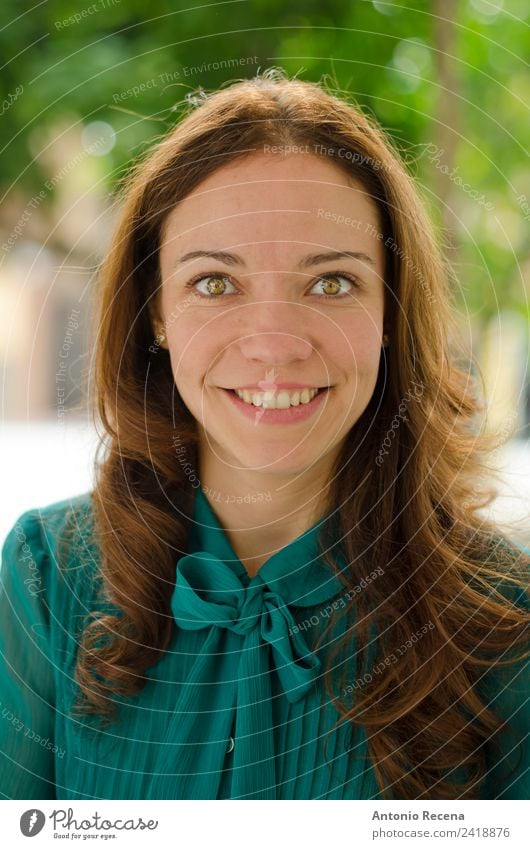 Woman portrait Human being Adults Park Brunette Smiling Green green eyed eyes spanish latina brown hair positive one one woman only attractive