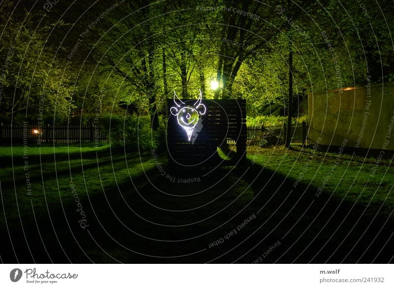 goal wall shooting Village Deserted Playground Graffiti Playing Creativity Art Surrealism Light painting Long exposure Facial expression Flashlight Green Lawn