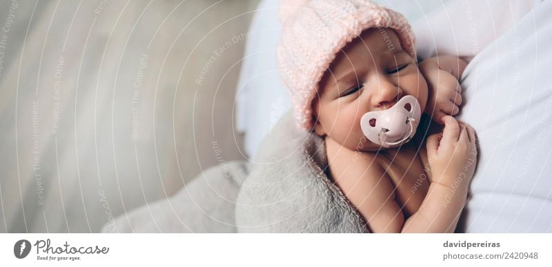 Closeup  of baby girl with pacifier sleeping Lifestyle Beautiful Face Calm Child Human being Baby Woman Adults Family & Relations Infancy Love Sleep Authentic