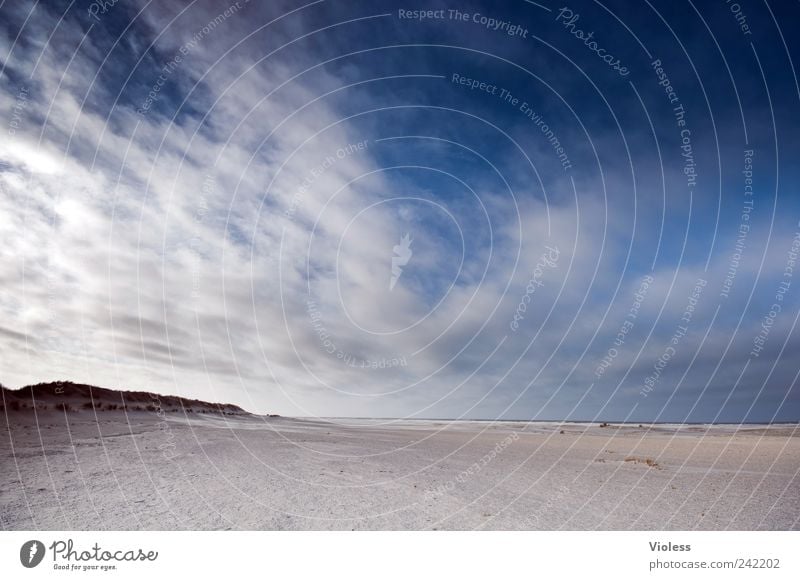 Spiekeroog. Cloud wipers. Nature Landscape Sand Sky Clouds Horizon Beach North Sea Relaxation Blue Soft Velvety Vacation & Travel Extensive Colour photo