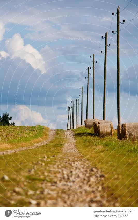 Power pylons II Landscape Earth Lanes & trails Driving Broken Target Electricity pylon Renewable energy Footpath Storm clouds Clouds in the sky Pebble