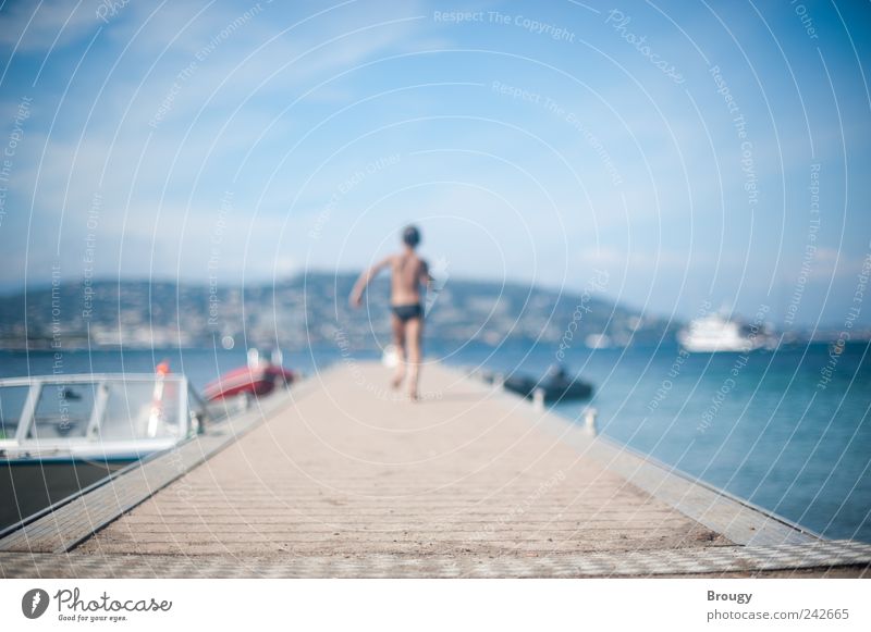 Little boy running along a footbridge, Mediterranean Sea Vacation & Travel Tourism Trip Far-off places Summer vacation Beach Ocean Island Mountain