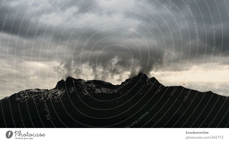 On the way to Mordor Nature Landscape Elements Sky Clouds Storm clouds Bad weather Wind Gale Rain Thunder and lightning Rock Mountain Peak Snowcapped peak