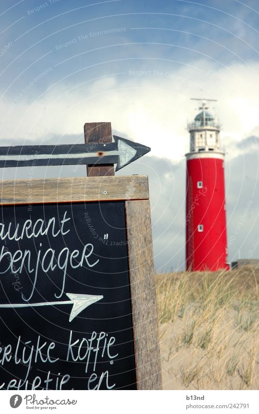 Kopje koffie bij de vuurtoren. Environment Nature Sand Air Sky Clouds Summer Weather Beautiful weather Wind Grass Coast Beach North Sea Lighthouse