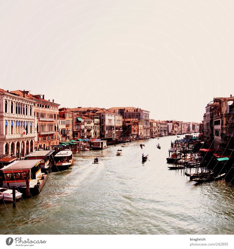 Canal Grande, Venice City trip Italy Europe Port City Old town Motorboat Gondola (Boat) Channel Brown Colour photo Subdued colour Exterior shot Copy Space top