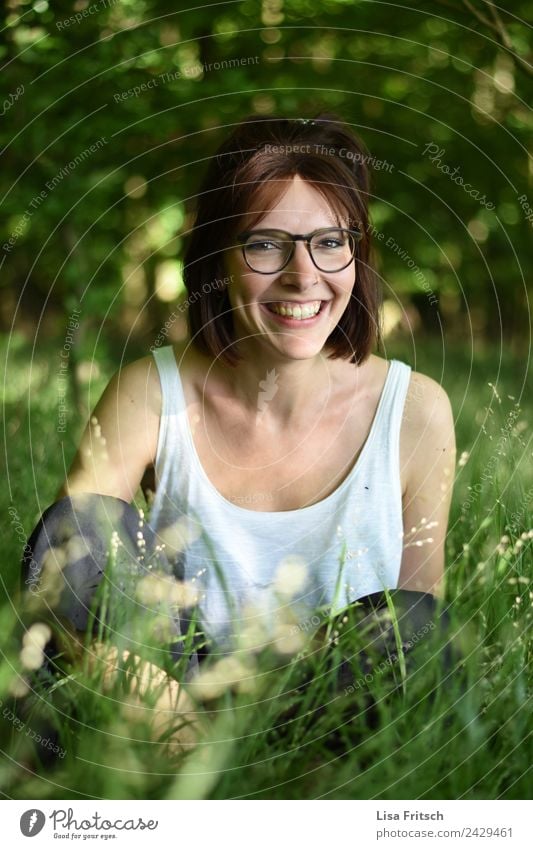 Young woman sitting in the woods. Beautiful Healthy Vacation & Travel Summer Feminine Youth (Young adults) 1 Human being 18 - 30 years Adults Environment Nature