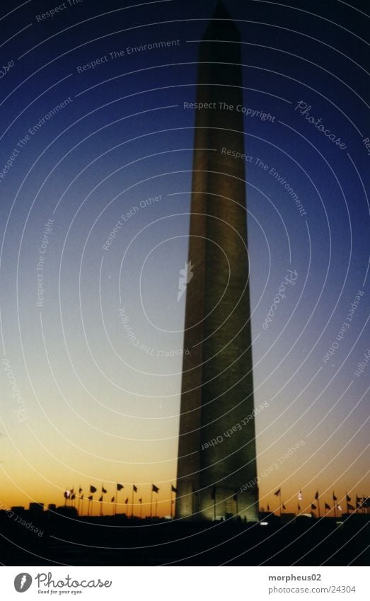 Washington Monument Americas Sunset Might Color gradient Clear sky Cloudless sky Obelisk Monumental Upward Skyward Vertical Dusk Silhouette Famousness