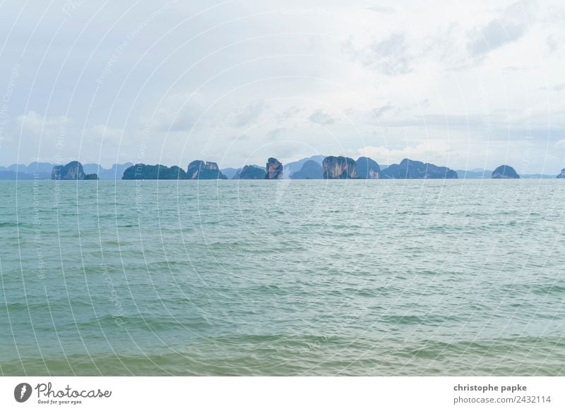 Rock in Phang Nga Bay Vacation & Travel Far-off places Summer vacation Ocean Island Waves Environment Landscape Coast River bank Thailand Exotic Andaman Sea