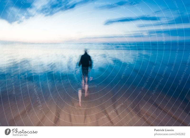 Into the water Beautiful Contentment Freedom Beach Ocean Island Human being 1 Environment Nature Landscape Elements Air Sky Climate Weather Wind Waves Coast