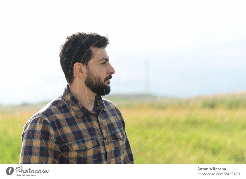 Bearded man profile image looking out of frame Human being Man Adults 1 30 - 45 years Smiling Self-confident Loneliness hipster bearded full beard walking