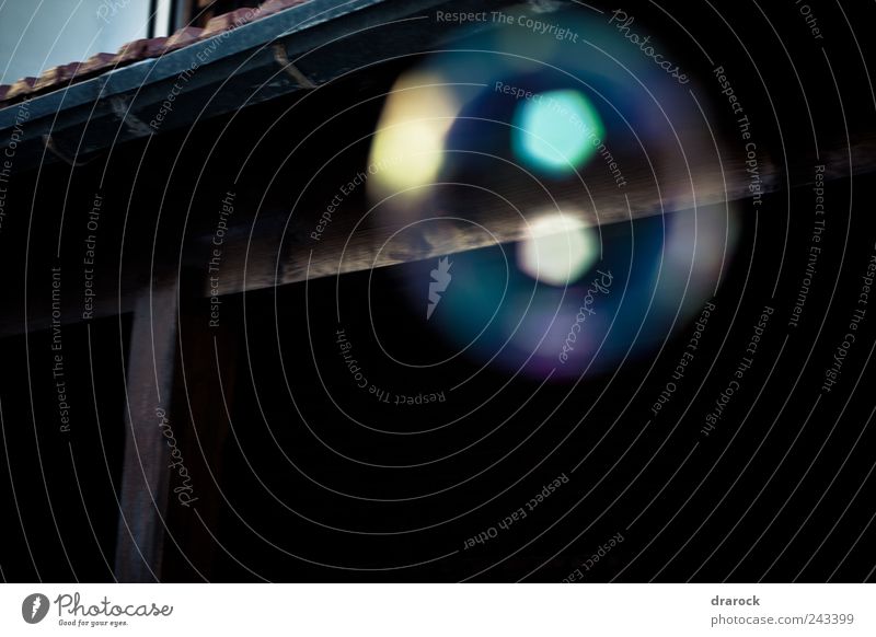 Out of focus bubble Air Round Multicoloured Air bubble drarock Floating Colour photo Exterior shot Deserted Flash photo Reflection Blur