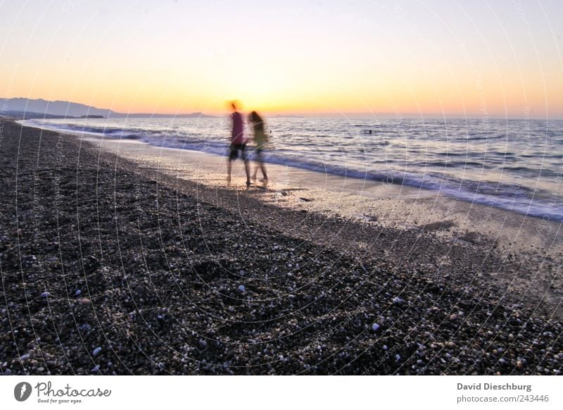 The two of us and the sea Vacation & Travel Tourism Trip Far-off places Freedom Summer vacation Couple 2 Human being Landscape Water Cloudless sky Horizon