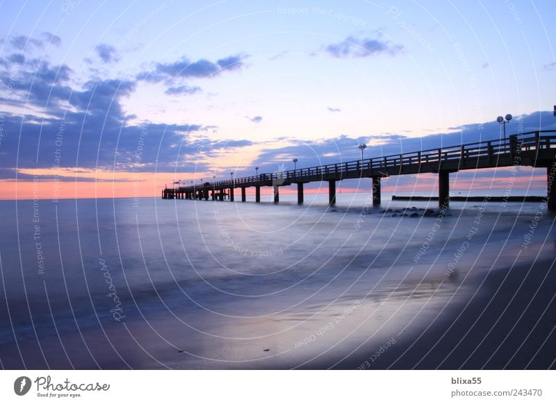 The long way Night sky Horizon Sunrise Sunset Summer Baltic Sea Kühlungsborn Germany Europe Deserted Romance Wanderlust Sea bridge Colour photo Exterior shot