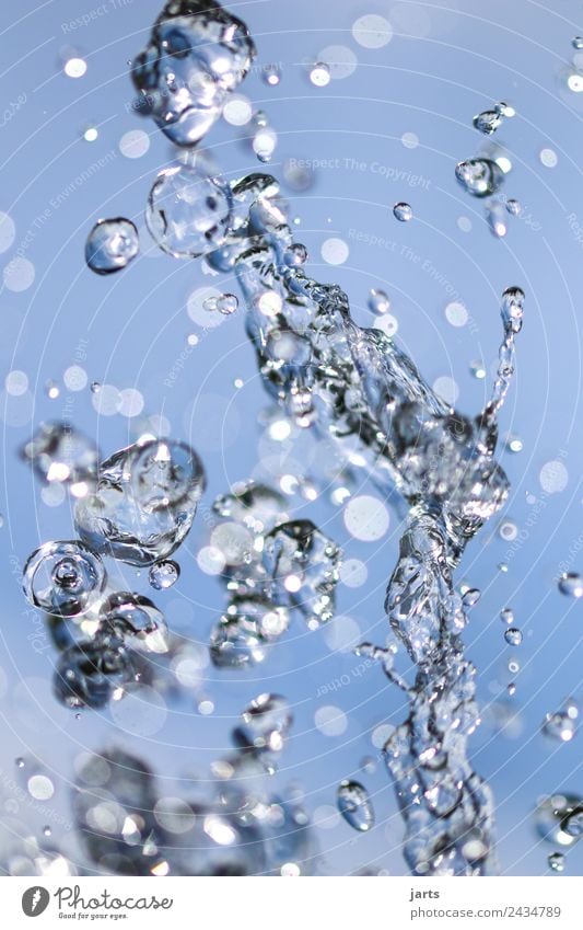 fresh water Elements Water Drops of water Sky Beautiful weather Flying Fluid Fresh Healthy Glittering Cold Wet Natural Blue Nature Refreshment Colour photo