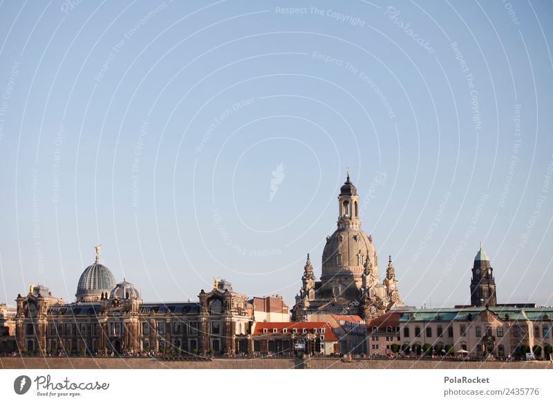 #A# Dresden skyline Art Work of art Esthetic Saxony Elbufer Frauenkirche Skyline Tourist Attraction Brühlsche Terrasse Colour photo Subdued colour Exterior shot