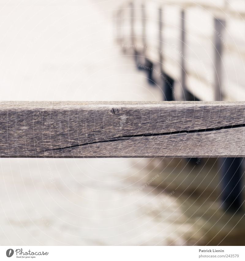 No passage Ocean Environment Nature Water Waves Coast Baltic Sea Wood Movement Loneliness Divide Footbridge Wooden board Crack & Rip & Tear Blur Colour photo