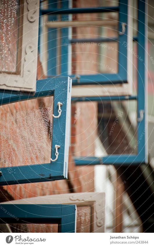 frame stories Port City House (Residential Structure) Manmade structures Building Facade Window Living or residing Blue Red White Frame Window frame Pane