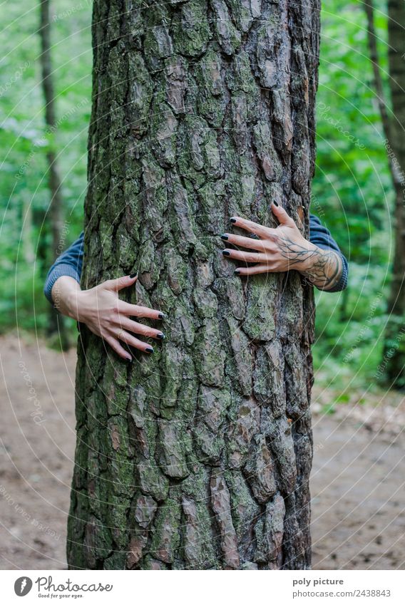 [AM105] - Hands of a young lady embracing a tree Lifestyle Healthy Alternative medicine Harmonious Well-being Contentment Relaxation Meditation Cure Trip