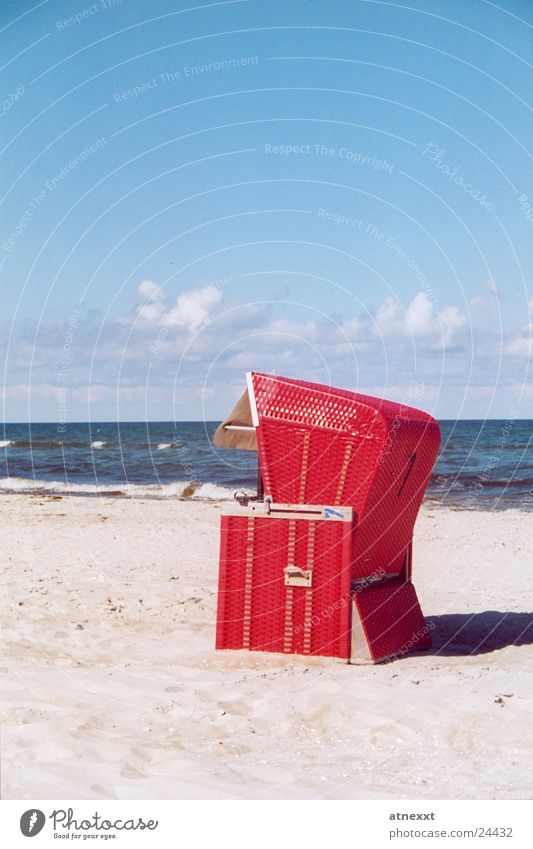 beach chair Beach chair Ocean Vacation & Travel Summer Sandy beach Europe Baltic Sea Sky Relaxation