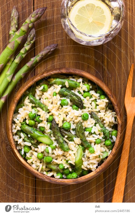 Asparagus Pea and Brown Rice Risotto Vegetable Grain Nutrition Vegetarian diet Fresh Natural food risotto Peas Parsley wholegrain Italian seasonal healthy Meal