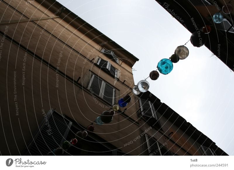 balls of glass Small Town Old town Pedestrian precinct Populated Manmade structures Building Wall (barrier) Wall (building) Facade Window Illuminate Simple