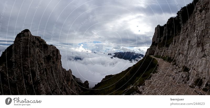 shining path Nature Landscape Plant Sand Air Clouds Storm clouds Sunrise Sunset Summer Bad weather Wind Rock Alps Mountain Loneliness Lanes & trails off Italy