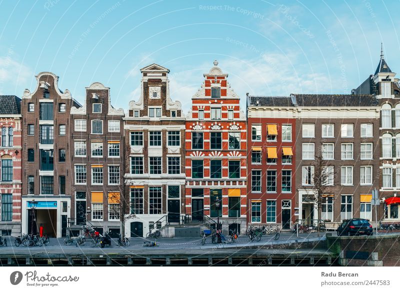 Beautiful Architecture Of Dutch Houses and Houseboats On Amsterdam Canal In Autumn canal Netherlands City House (Residential Structure) Famous building