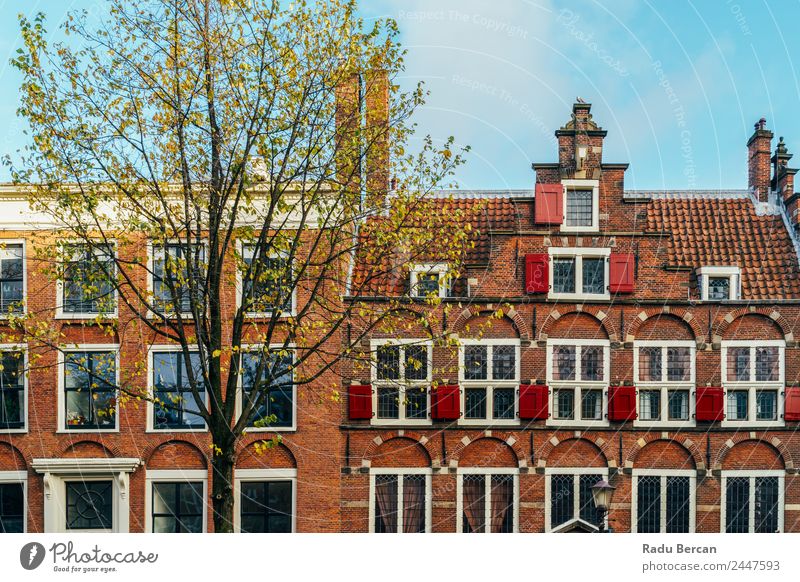 Beautiful Architecture Of Dutch Houses On Amsterdam Canal In Autumn canal Netherlands City House (Residential Structure) Famous building Vacation & Travel