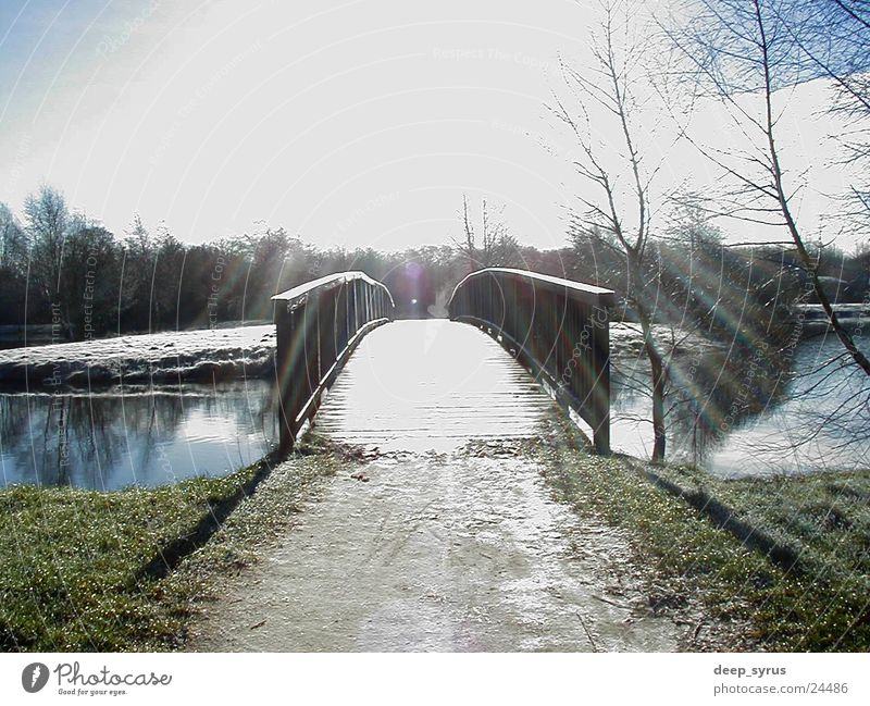 bridge Lake Bridge Landscape Nature Sun Sky