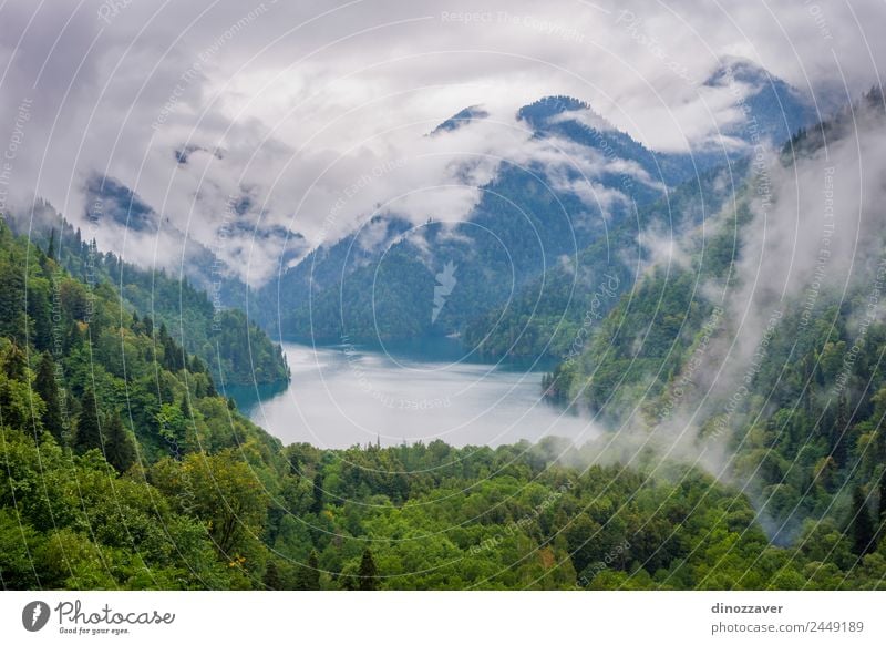 Lake Ritsa, Abkhazia Beautiful Relaxation Vacation & Travel Tourism Trip Summer Mountain Environment Nature Landscape Clouds Fog Tree Grass Park Forest Hill